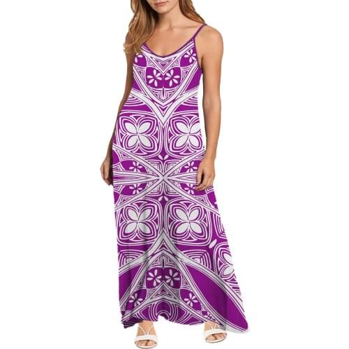 2021 Summer New long skirt large size Women Personality Printed Dress Polynesian Traditional Tribal Sleeveless Clothing