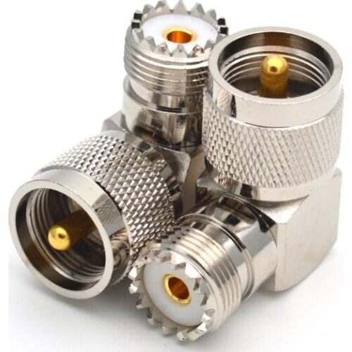 1pc UHF SO-239 PL-259 Male TO UHF Female Right Angle 90 Degree Coaxial RF Connector adapters