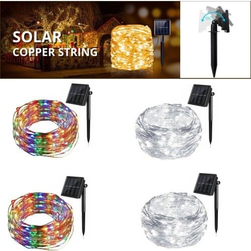 2Pcs LED Solar String Fairy Lights 10m 100LED LED Waterproof Outdoor Garland Solar Power Lamp Christmas For Garden Decoration