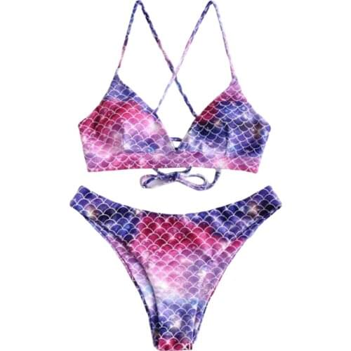 2020 Summer Scale Print Tie Dye Swimwear Sexy Women Bikinis Sets Padded Bra Swim Bottoms Fashion Lady Swimsuit Beachwear