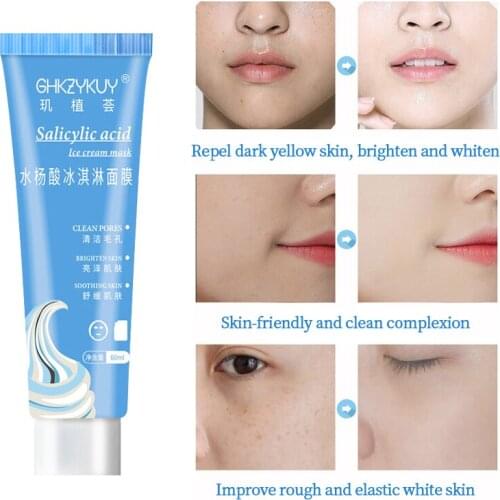 60g Moisturizing Smear Mask Salicylic Acid Ice Cream Mask Clean Pore Mud Blackhead Remover Ice Cream Mask Face Skin Care TSLM2