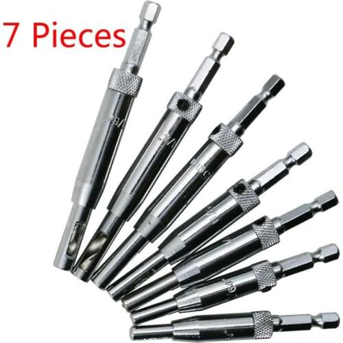 7pcs/set power tool Core Drill Bit Set Hole Puncher Hinge Tapper for Doors Self Center Woodworking Tools