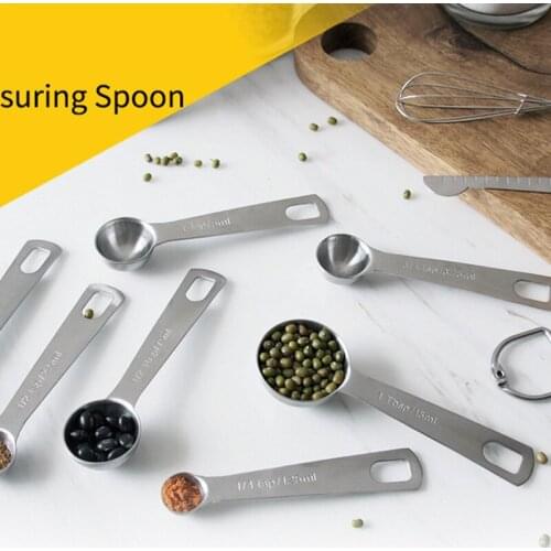 9-Piece Stainless Steel Round Measuring Spoon With Scale Measure Solid Liquid Powder Multiple Specifications Baking Cooking Tool