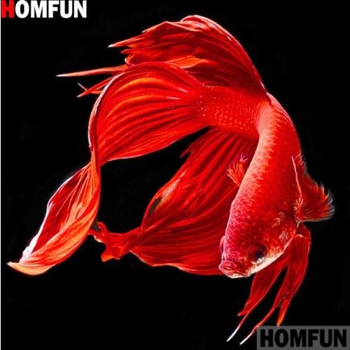 HOMFUN Full Square/Round Drill 5D DIY Diamond Painting "Animal fish" 3D Diamond Embroidery Cross Stitch Home Decor A19983