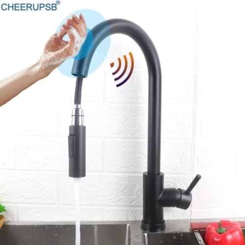 Kitchen Touch Sensor Faucets Sink Pull Out Flexible Tap Automatic Smart Grifo Hot Cold Mixer Crane Stainless Steel Battey Faucet