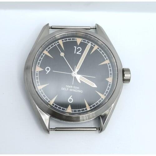 Free Shipping 316 Stainless Steel 40MM Brushed Case Black Dial And Hands Mans Watch Part Fit NH35 NH36 Automatic Movement