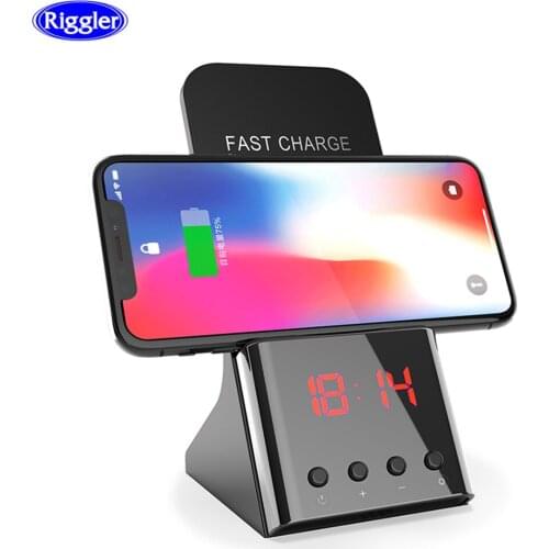 Alarm Wireless Charger Qi Fast Charging Holder for Iphone X XS XR 8 Plus Huawei Mate 20 Pro Support Reserve Battery Charge Stand