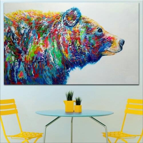 Large size Printing Oil Painting Animal The Color bear wall art canvas print pictures for living room and bedroom No Frame WLONG