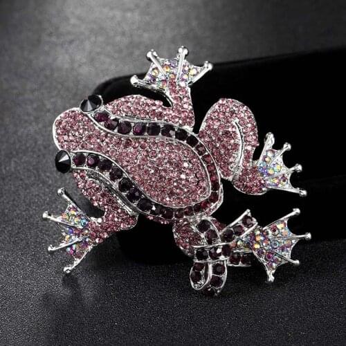 Big Size frog Brooch Men Jewelry Brand Rhinestone Animal Broaches Boutique vintage Mens Statement Pink Brooches Bouquet Broches