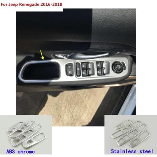 For Jeep Renegade 2016 2017 2018 car cover door Window glass panel Armrest Lift Switch Button trim frame moulding hoods 4pcs