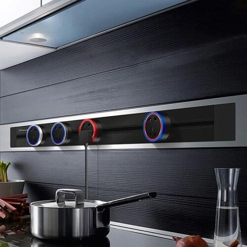 KXN Electric Extension Sockets Power Track Socket Concealed Hidden Wall Tabletop Kitchen Outlet with EU UK AUS Plugs Adapters