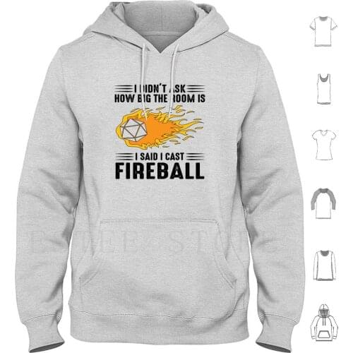 I Cast Fireball Wizard Sorcerer Dm Gift Ttrpg Hoodie Long Sleeve Caster Cleric D20 Demon Dice Dm Dnd Master And Fantasy Rpg