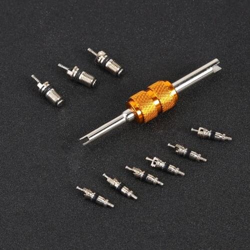 9pcs A/C Air Conditioning Valve Cores Installer Tool Outdoor R-134a Car with Remover Anti-resistance Repairing Parts