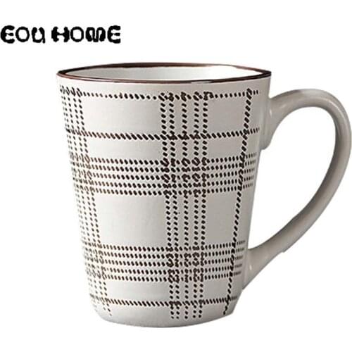European-style Hand-painted Metal Lines Retro Pattern Ceramic Cup Home Office Porcelain Coffee Tea Drinking Cup Simple Gifts