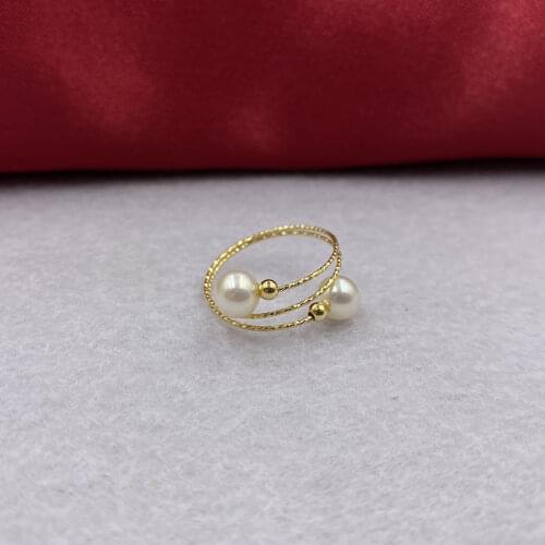 Sinya Au750 18k gold Pearl Ring High natural Freshwater pearl without blemish diameter 5-6mm