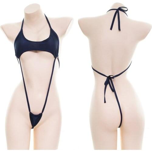Kawaii lingerie teddy Halter Neck Mini Backless One Piece Bikini Jumpsuit Erotic Sex Costumes Bodysuit for Women Sexy Lingerie