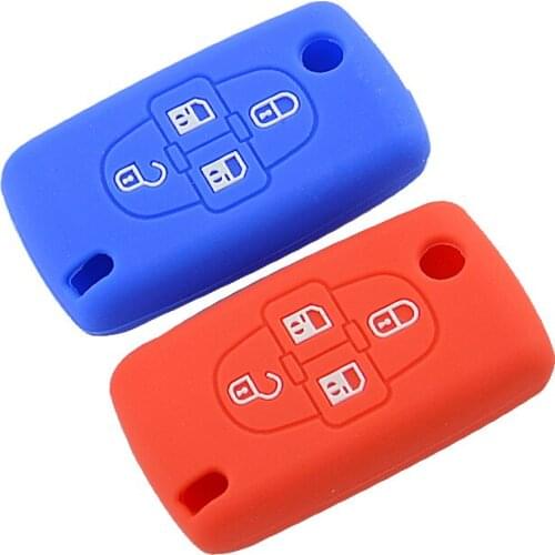 Colorful Soft Silicone 4 Buttons Remote Car Key Shell Cover Case For Peugeot 1007 1008 807 Citroen C8 Flip folding Protector