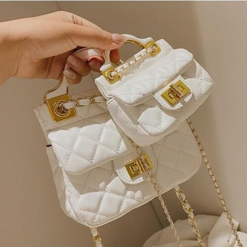 Lattice Square Mini Tote Bag 2021 Summer New Quality PU Leather Womens Shoulder Bag