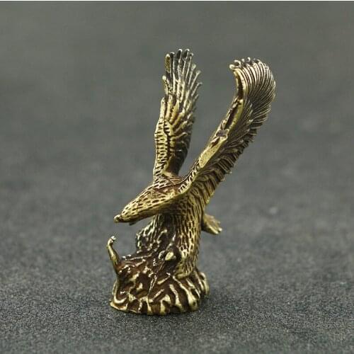 Retro Handmade Copper Eagle Statue Office Home Desktop Decoration Brass Small Ornaments Solid Copper Cast Ancient Crafts