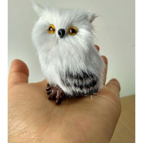 Mini cute simulation owl toy polyethylene&fur right owl doll gift about 7x5cm 0856