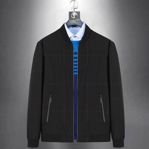 Men jacket Spring autumn new middle-aged dad baseball uniform trend casual Clothing plus size simple and comfortable zippercoat