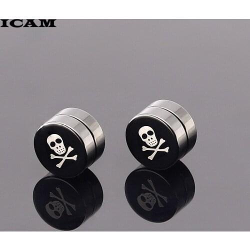 ICAM Punk Mens Strong Magnet Magnetic Health Care Ear Stud Non Piercing Earrings Fake Earrings 8x8mm