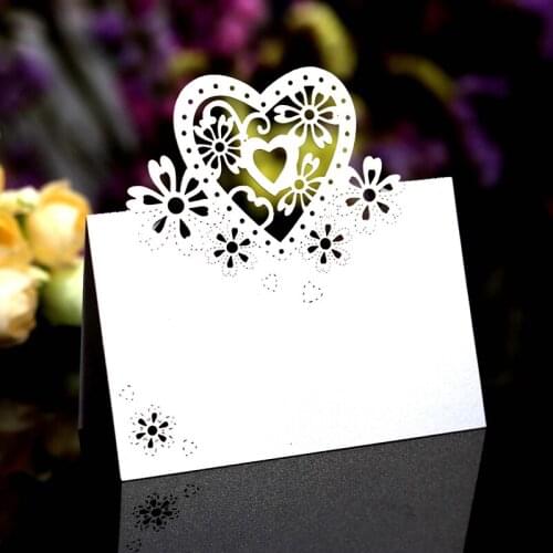 50pcs Laser Cut Love Heart Table Name Place Card Guest Message Setting Invite Cards Wedding Event Party Favor Birthday Supplies