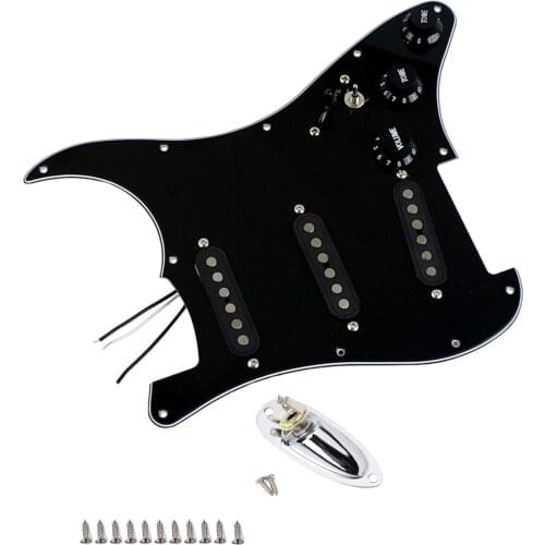 Single Coil Electric Guitar Pickguard Pickups Alnico V Loaded Prewired 11 Hole SSS Black Pickups Set Scratchplate Board