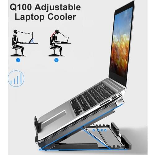 Q100 Gaming Laptop Cooling Pad with 2 Turbo Fans 4-Level Angle Adjustable Laptop Cooler Stand Holder Riser for 17 inch Notebook