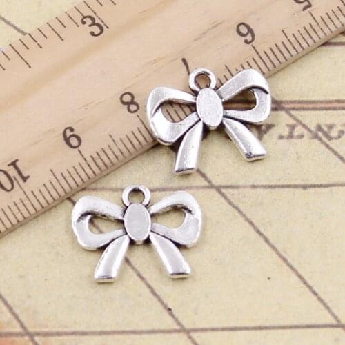 10pcs Charms Bow Bowknot Rosette 15x18mm Tibetan Silver Color Pendants Antique Jewelry Making DIY Handmade Craft Pendant