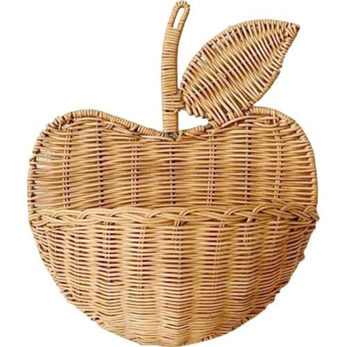 Hanging Clothing Home Decor Kids Flower Wicker Hand Woven Cute Picnic Shape Storage Organizer Rattan Basket Eco-friendly