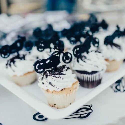 Custom Motorcycle Cupcake Toppers, Rugged Cupcake Toppers, Edgy birthday Cupcake Toppers, Biker Cake Topper, food toothpicks