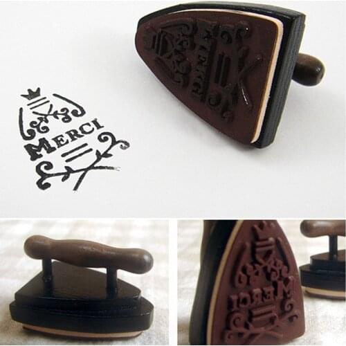 Romantic New Creative Exquisite French Merci Wood Rubber Stamp DIY Iron Style Diary Wooden Stamp Home Deco