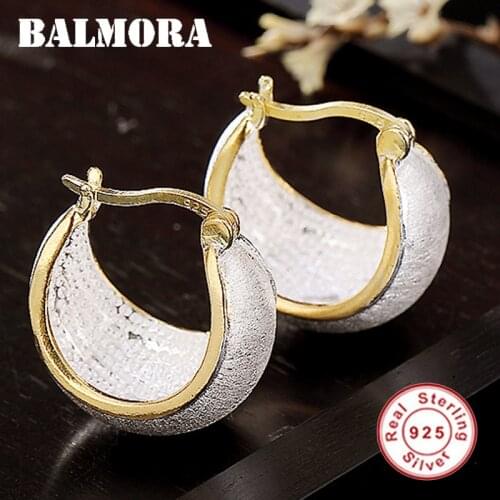 BALMORA 100% Real 925 Sterling Silver Jewelry Moon Shape Classic Elegant Clip Earrings Women Fashion Silver Jewelry