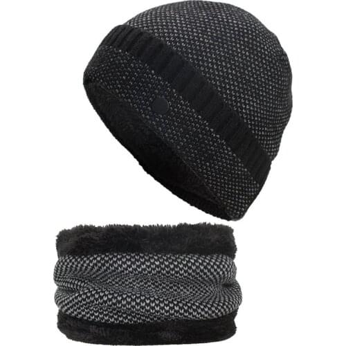 Autumn Winter Unisex Plus cashmere Thickened knitted cap Fashion Hat scarf Kit Winter Hats for Women Outdoor leisure hats