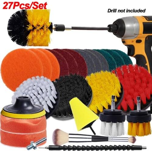 Drill Brush Set Car Detailing Brush For Auto Wheel Rim Cleaning Sponge Polish Pad Car Washing Tools For Bathroom Bathtub Kitchen