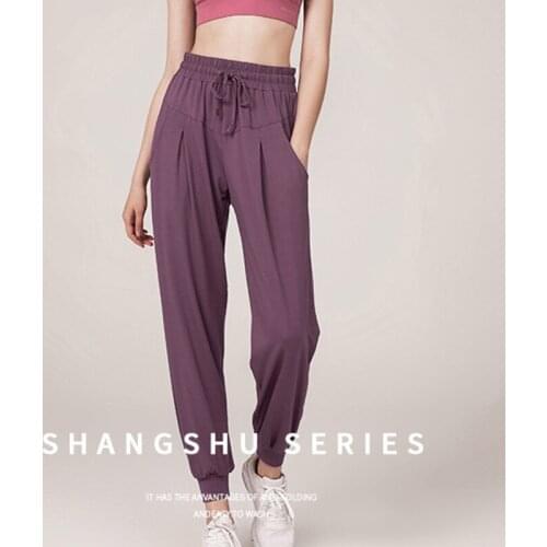 Leisure Yoga Pants Quick-Drying Loose Slimming Sports Pants Womens Trousers Running Fitness Solid Color Pocket SAL99