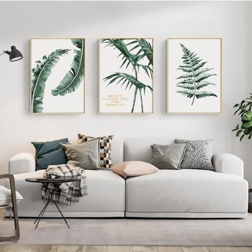 Scandinavian Green Plant Leaves Canvas Painting Wall Art Poster Nordic Print Decorative Pictures Living Room Modern Home Decor