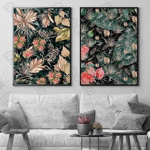 Nordic Style Canvas Painting Poster Print Art Botanical Plant Green Leaf Flower for Living Rooms Bedroom Gallery Wall Decoration