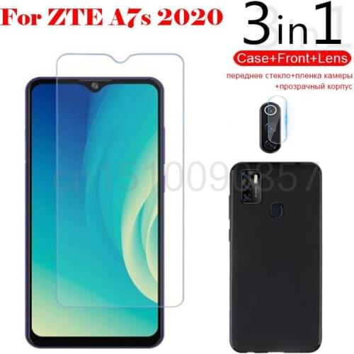 3-in-1 Case Glass For ZTE Blade A7s 2020 (6.5") Screen Protector Glass Full Protection on ZTE Blade A7s 2020 Camera Lens Glass
