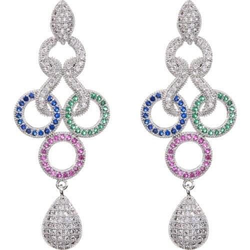 European and American fashion classic micro-inlaid color zircon earrings, jewelry earrings for women/girls wedding party ER-337