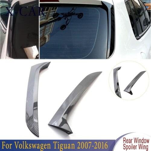X-CAR Black/Carbon Fiber Pattern Rear Window Spoiler Side Wing Trim Cover For VW Tiguan 2007 2008-2016 Trim Exterior Refit Kit