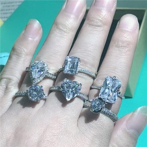 Easy matching Statement Promise ring 925 Sterling silver Cz Stone Party Wedding Band Rings for women Bridal Engagement Jewelry