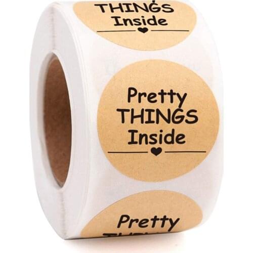 100-500pcs Round "Pretty Things Inside" Stickers Seal Labels Baby Shower Gift Decor Baking Package Envelope Stationery Sticker