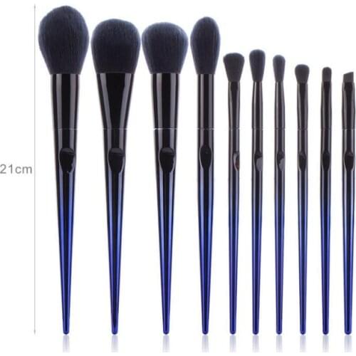 12Set/Lot 10Pcs/Set Blue Powder Paint Makeup Brush Set Fiber Hair Ultra Soft Microcrystal Charm Cosmetic Beauty Tools HA2462