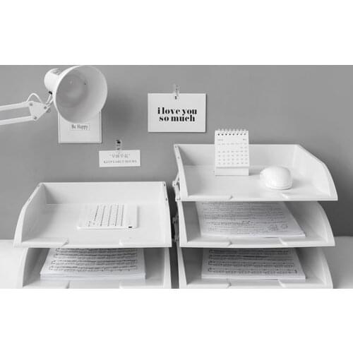 2/3 Tier Stackable Desktop Document Rack Letter Tray Organizer File Magazine Holder Layering Paper Storage Office Supplies