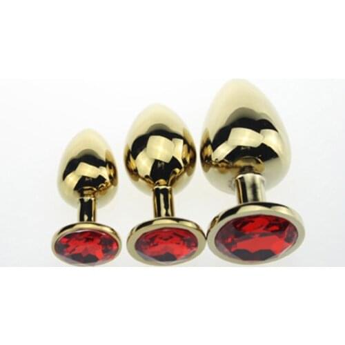3PCS/lot Gold Anal Trainer Set Metal Anal Butt Plug with Crystal Jewelry Sex Toys for Women Anal Masturbation Adult Sex Products