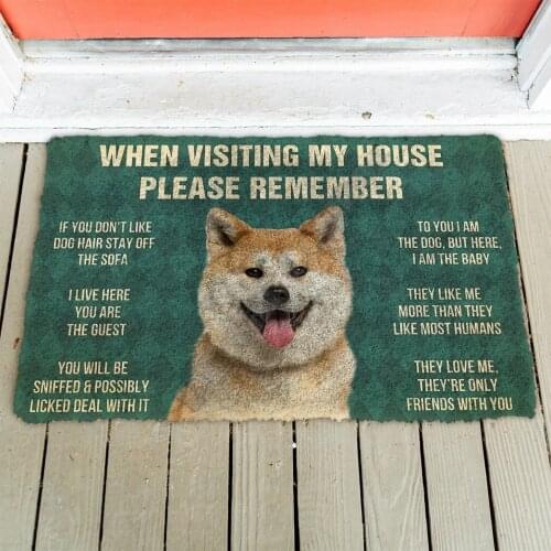 3D Please Remember Akita Dogs House Rules Custom Doormat Non Slip Door Floor Mats Decor Porch Doormat