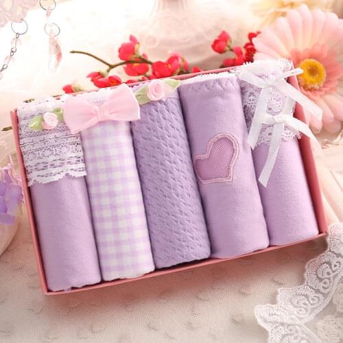 5pcs/lot Cartoon Cute Animal Bow Women Panties Soft Cotton Seamless Underwear Briefs Girls Comfort Sanitary Pants Sexy Lingerie