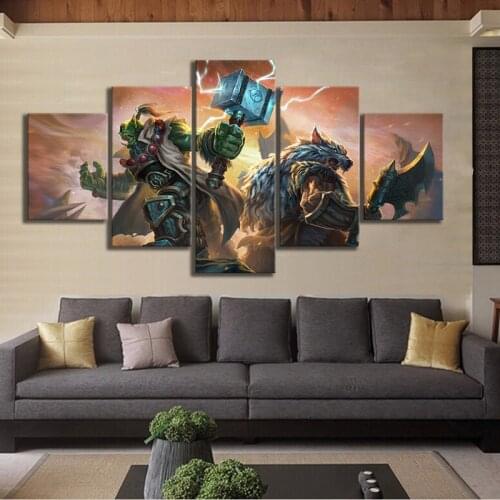 5 Piece Video Game WOW Warcraft DOTA 2 Painting Poster Decorative Mural Art Room Wall Decor Canvas painting wholesale